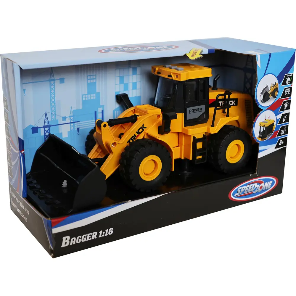 Speedzone excavadora juguete con luz y sonido - fricción 1:16