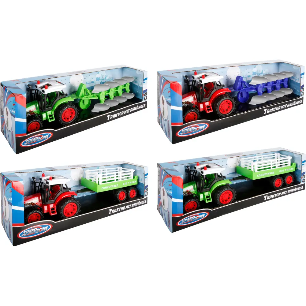 Speedzone tractor de juguete con remolque - fricción - multicolor - 31 cm