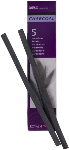 Bruynzeel Carbón de dibujo Design set - 5 palitos negros para niños y adultos-3