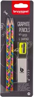 Bruynzeel set de lápices de grafito HB con goma y sacapuntas - dibujo escolar