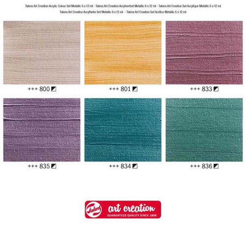 Set de pintura acrílica metálica 6 colores creativo tubos 12ml-3
