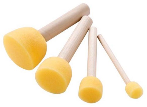 Palitos de esponja Amarillo pintar manualidades set de 4 para niños-2
