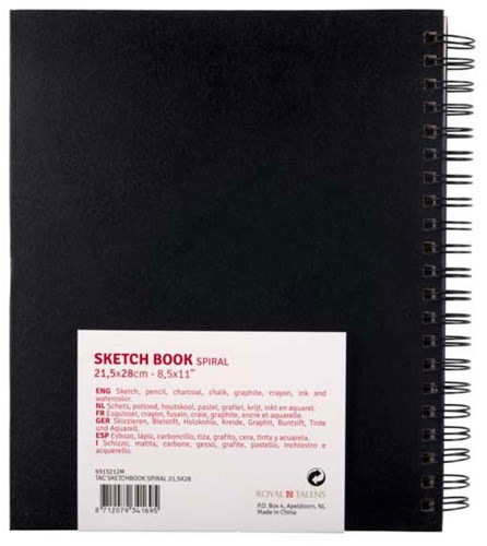Talens cuaderno de bocetos espiral negro 21,5x28 cm 110g 80 hojas A4-3