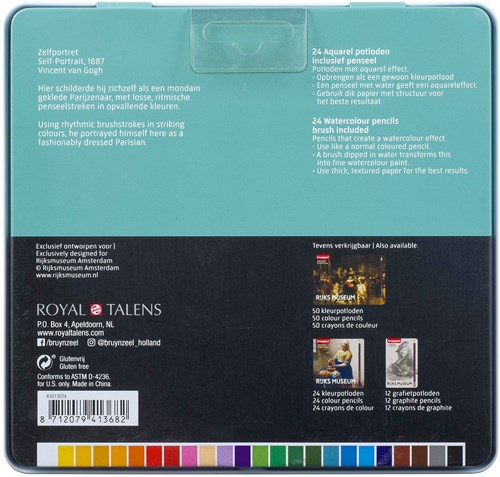 Bruynzeel set lápices acuarelables Rijksmuseum 24 colores lata Van Gogh-2