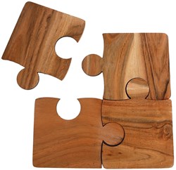 Posavasos puzzle madera de acacia 4 piezas marrón para bebidas