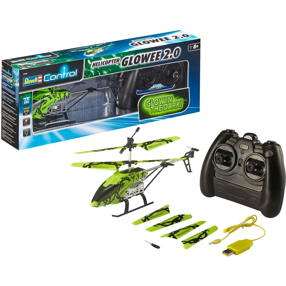 Revell Helicóptero RC Glowee 2.0 - Juguete teledirigido con luces LED