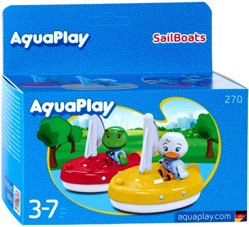 Aquaplay barcos de vela juguete - 2 unidades con figuras para baño y canal de agua