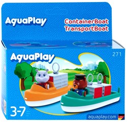 Aquaplay barco portacontenedores - set de juguetes de barco de transporte con figuras