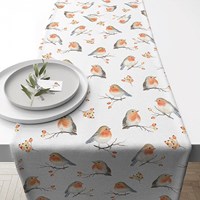 Ambiente camino de mesa petirrojo 40x150 decoración de invierno