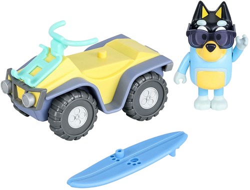 Moose Toys Bluey quad de playa figura de juego con Bandit y tabla de surf-2