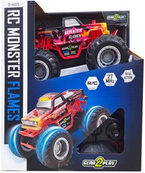 Coche teledirigido RC Monster Truck Big Wheels - Monster Flames - Rojo