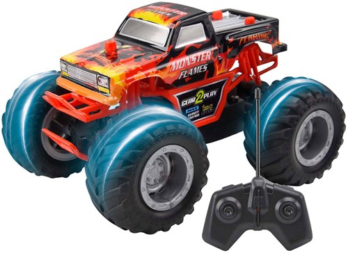 Coche teledirigido RC Monster Truck Big Wheels - Monster Flames - Rojo-2