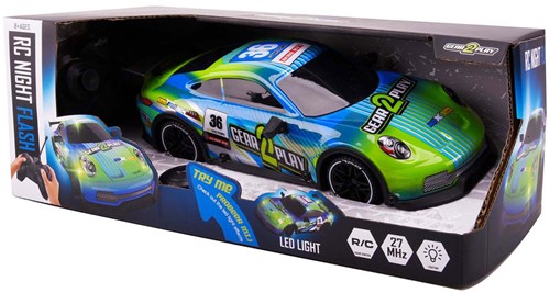 RC Night Flash coche teledirigido - coche de carreras con luces LED 1:16