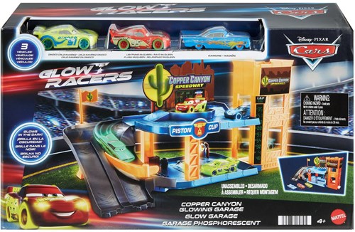 Fisher-Price Disney Cars garaje Glow Racers con 3 coches set de juego