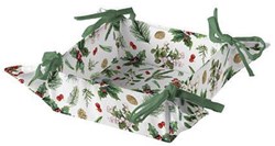 Ambiente Cesta para pan algodón Winter greenery blanco - accesorio de mesa elegante