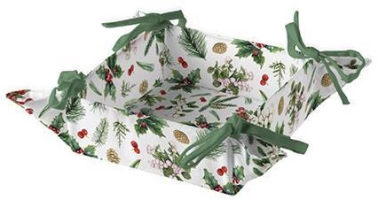 Ambiente Cesta para pan algodón Winter greenery blanco - accesorio de mesa elegante