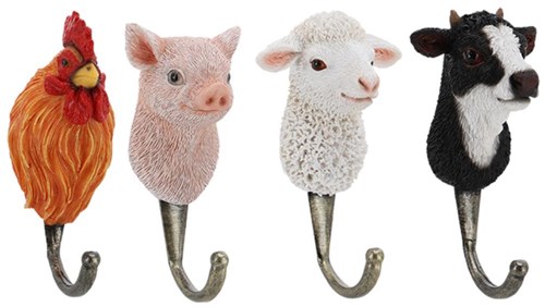 Esschert Design colgador de pared cabeza animal de granja multicolor decorativo