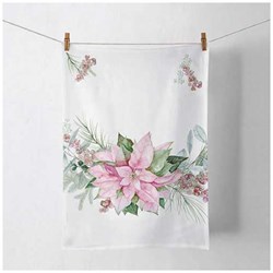 Ambiente paño de cocina accesorio Pink poinsettia algodón blanco