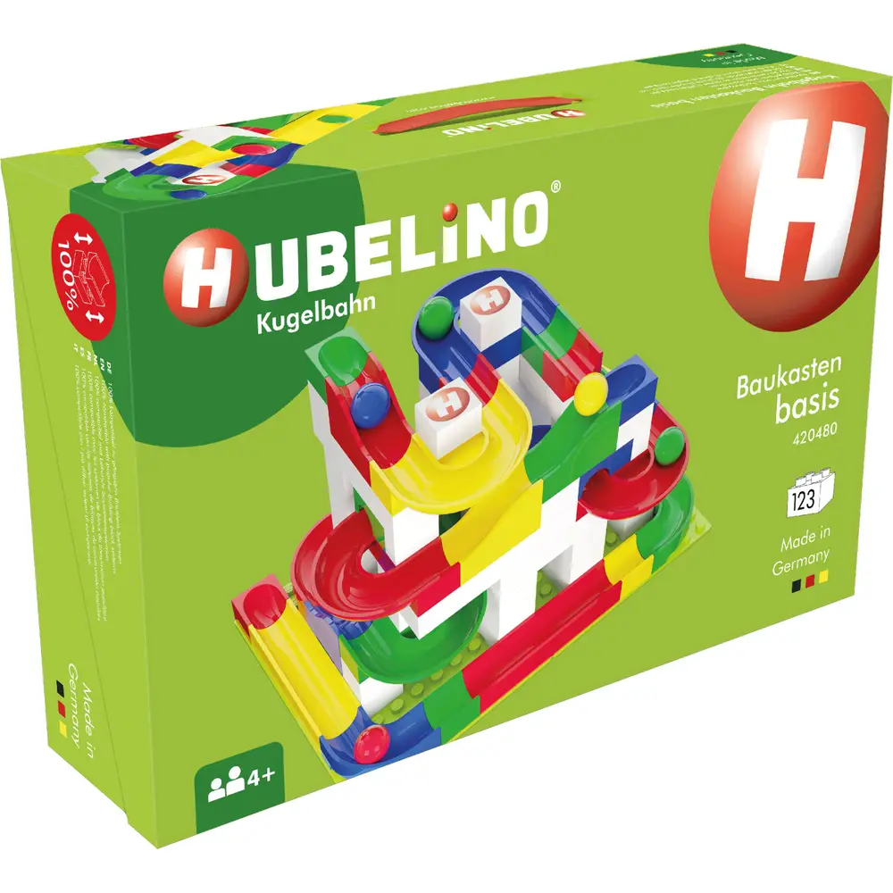 Hubelino Circuito de canicas set básico - 123 piezas - juguete creativo