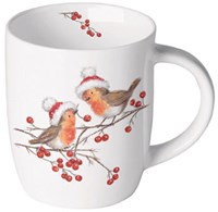 Ambiente taza petirrojos navideños 0,2L - taza decoración festiva