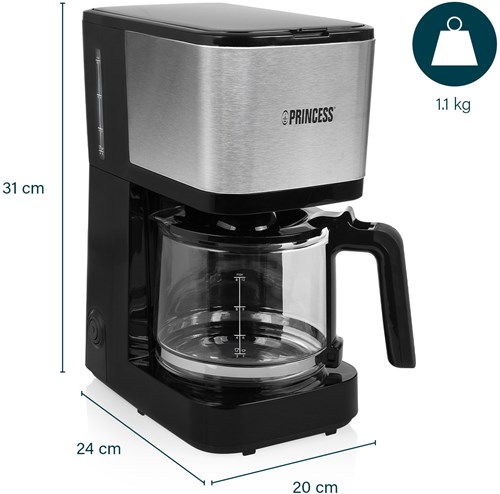 Princess cafetera compacta 12 - Máquina de filtro 1,25 litros negra-2