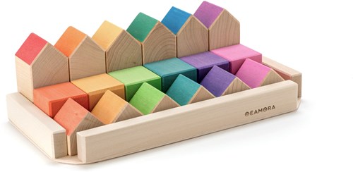 Ocamora set de casas y cubos de juguete - juguete educativo de madera-2