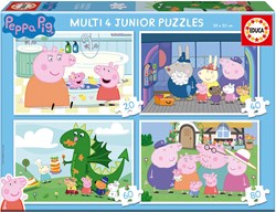 Educa Peppa Pig set de puzzles - 4 rompecabezas infantiles - 20 a 80 piezas