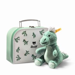 Steiff dinosaurio de peluche Joshi baby T-Rex en maleta - 16 cm - verde claro