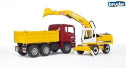 Bruder MAN TGA camión volquete de construcción con excavadora Liebherr juguete