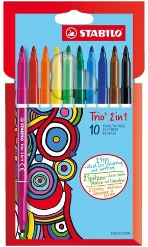 Stabilo rotuladores Trio 2 en 1 con punta fina y gruesa - estuche 10 colores-2