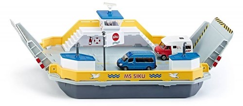 Siku Ferry de coches barco de juguete 1:50 con coches y rampas móviles-2