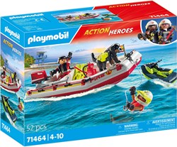 Playmobil barco de bomberos juguete con moto acuática - Action Heroes