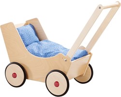 Haba cochecito de muñecas de madera - natural manillar ajustable resistente