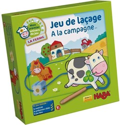 Haba juguete de madera juego de enhebrar granja - juguete educativo para niños pequeños