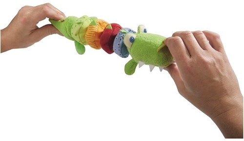 Haba juguete figura vibrante cocodrilo - juguete sensorial colorido para bebés-3