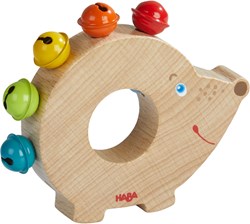 Haba sonajero erizo de madera con cascabeles - juguete alegre para bebés