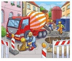 Haba puzzle vehículos de construcción - puzzle de cartón para niños - set 3 en 1