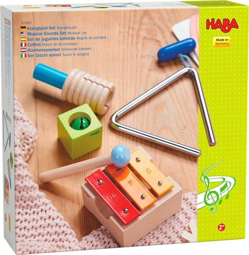 Haba set musical set de sonidos madera metal colorido para niños