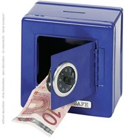 Goki caja fuerte hucha metálica azul con combinación ahorros seguros