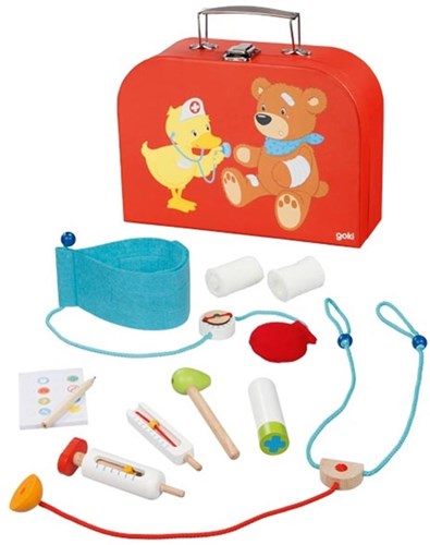 Goki maletín de médico juguete de madera con accesorios 10 piezas