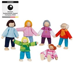 Goki casa de muñecas muñecos de madera flexibles familia moderna 6 piezas juguete