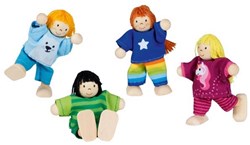 Goki muñecas flexibles de madera para casa de muñecas niños - set de 4 muñecas