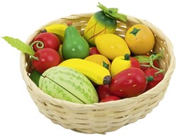 Goki cesta de frutas de madera juguete - 23 piezas - juego educativo