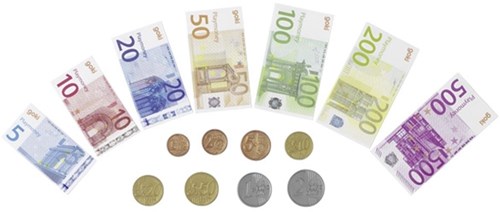 Goki Dinero de juguete billetes y monedas euro set 116 piezas