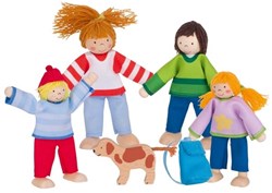 Goki familia camping casa de muñecas set muñecos articulados madera multicolor