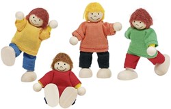 Goki casa de muñecas niños de madera set - muñecos flexibles 4 piezas