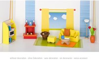 Goki set de muebles salón casa de muñecas - accesorios madera 24 piezas