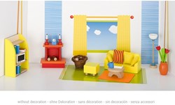 Goki set de muebles salón casa de muñecas - accesorios madera 24 piezas