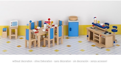 Goki cocina casa de muñecas set muebles madera accesorios 30 piezas