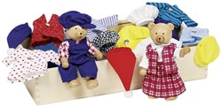 Goki set de ositos casa de muñecas con ropa y caja de madera